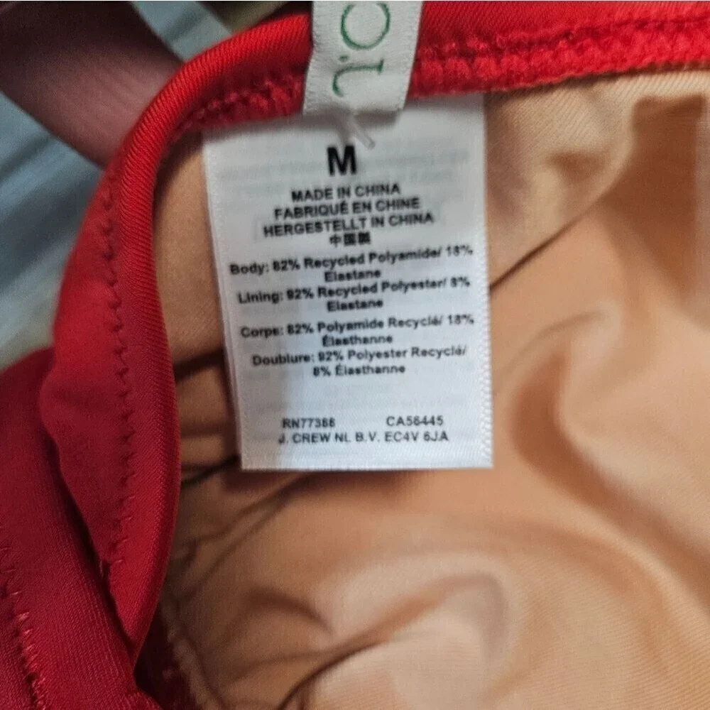 J. Crew Red Halter Tie Back Bikini Top Women's Medium Swim Separates Beach Basic